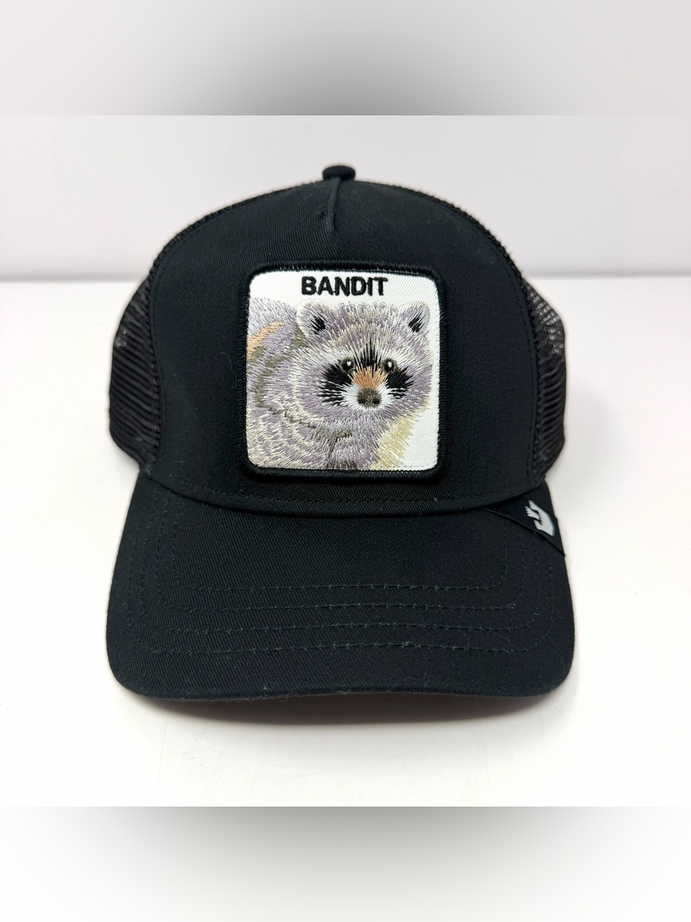 Goorin Bros Bandit Raccoon Mesh Trucker Hat Strapback Hat The Farm Black EUC